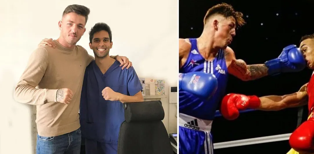 Jordan Reynolds with Dr Sahil Patel and in action