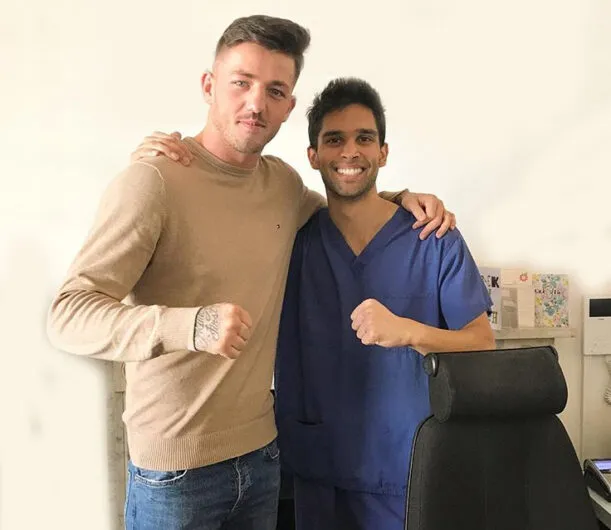 Jordan Reynolds with Dr Sahil Patel
