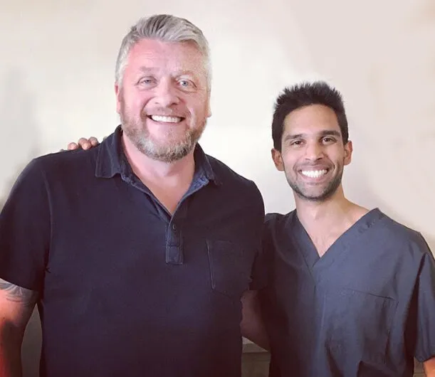 Warren Bladon with Dr Sahil Patel